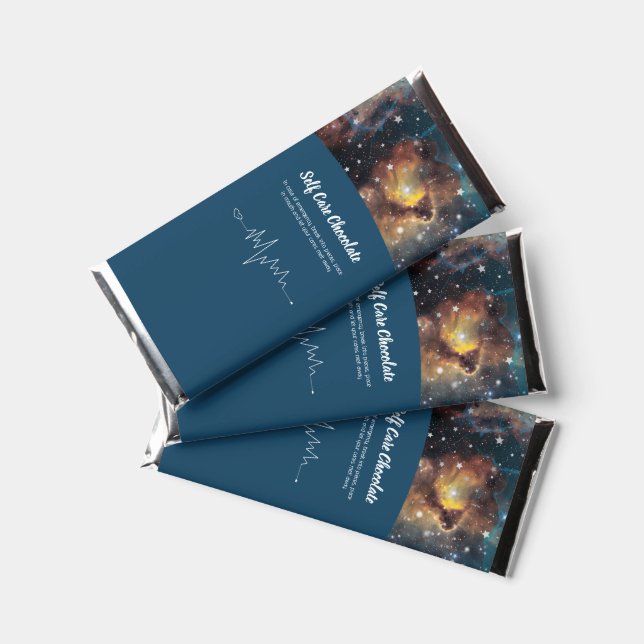 Rusty Blue Cloud Nebula Self Care Hershey Bar Favors (Front)