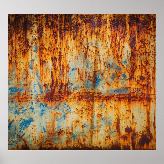Rusty Blue Metal Texture Poster (Front)
