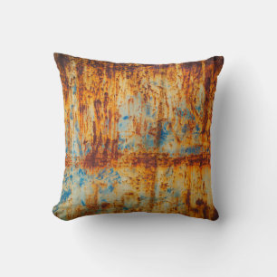 Rusty Blue Metal Texture Throw Pillow