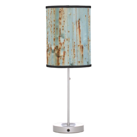 Rusty Blue Painted Metal Texture Table Lamp (Back)
