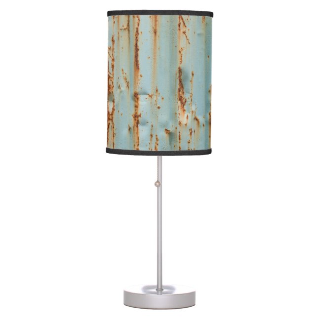 Rusty Blue Painted Metal Texture Table Lamp (Front)