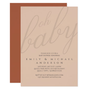 Rusty Blush Typography Baby Shower Gender Reveal Invitation