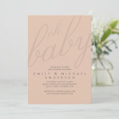 Rusty Blush Typography Baby Shower Gender Reveal Invitation (Standing Front)