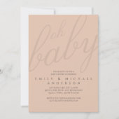 Rusty Blush Typography Baby Shower Gender Reveal Invitation (Front)