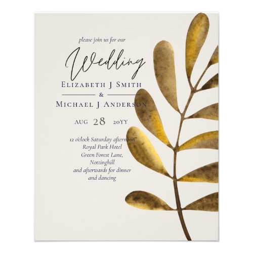 Rusty bronze Leaf Wedding Invitation Flyer