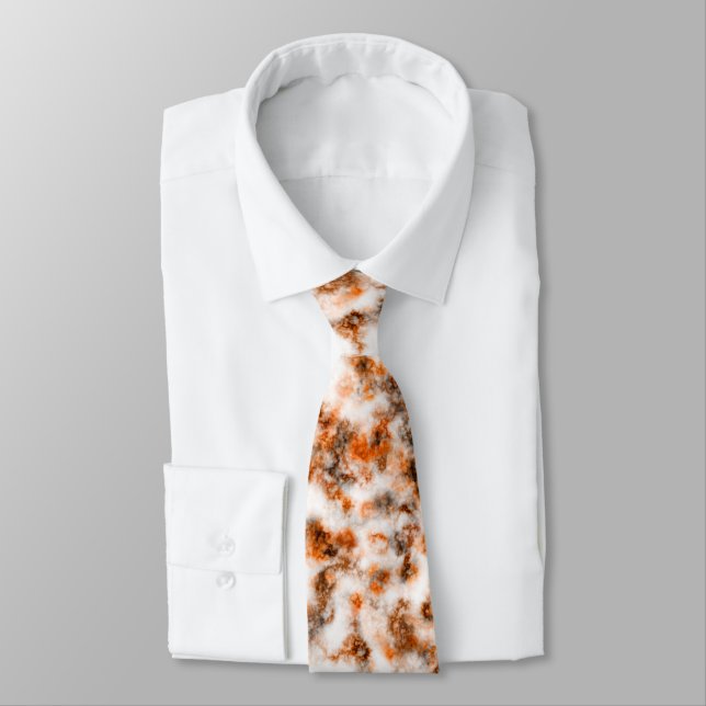 Rusty Brown Tone Marble Pattern Neck Tie (Tied)