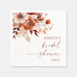 Rusty Burgundy Brown Floral Flower Bridal Shower Napkins