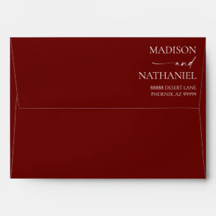 Rusty Burgundy Brown Floral Flower Wedding Envelope