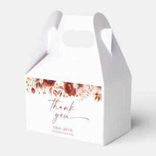 Rusty Burgundy Brown Floral Flower Wedding Favor Boxes