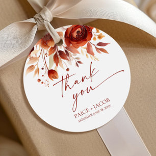 Rusty Burgundy Brown Floral Flower Wedding Favor Tags