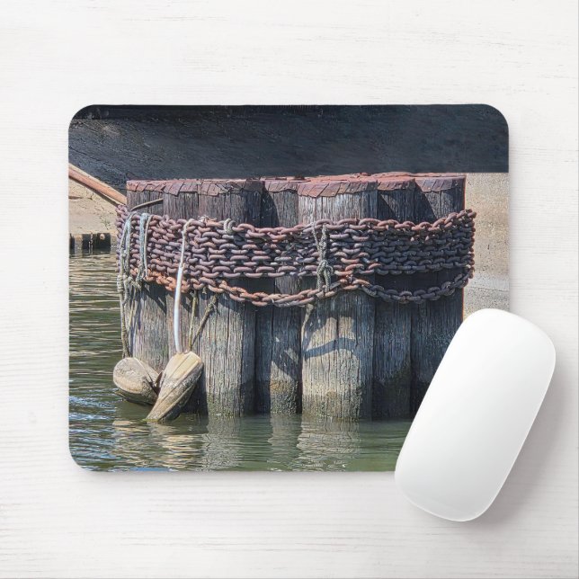 Rusty Chains Wrapped Around Harbor Piling Mouse Pad (With Mouse)