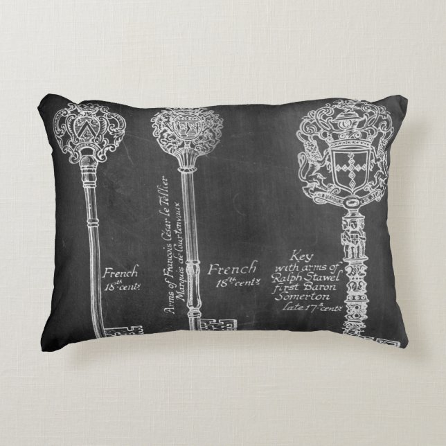 Rusty Chalkboard Victorian steampunk skeleton keys Decorative Pillow (Front)