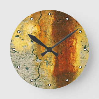 Rusty Concrete Urban Grunge with Dots Round Clock