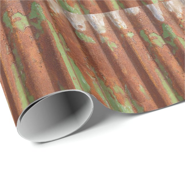 Rusty Corroded Corrugated Iron | Textured Wrapping Paper (Roll Corner)