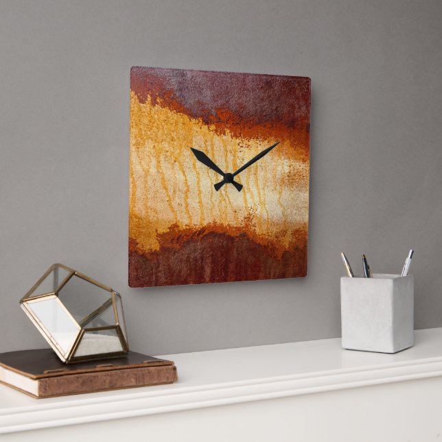 Rusty Corrosion Abstract Design Square Wall Clock (Office)