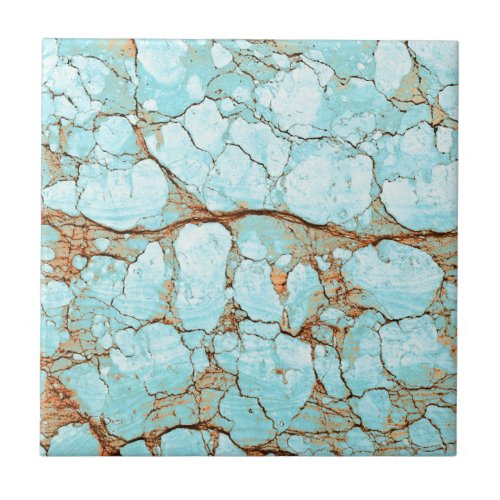 Rusty Cracked Turquoise Ceramic Tile