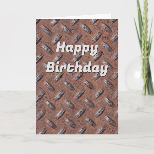 Rusty Diamond Plate Birthday Card (Front)