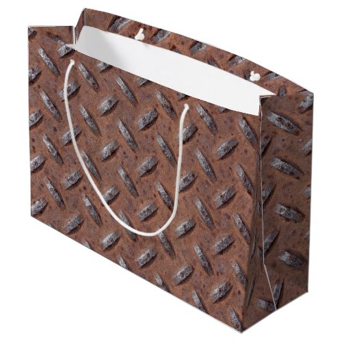 Rusty Diamond Plate Pattern Large Gift Bag