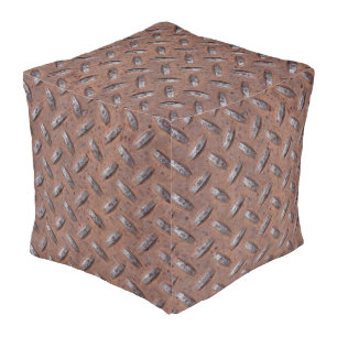 Rusty Diamond Plate Pattern Pouf