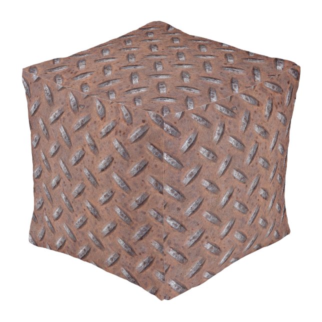 Rusty Diamond Plate Pattern Pouf (Angled Back)