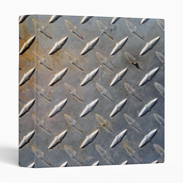 Rusty Diamond Plate Steel 3 Ring Binder (Front/Spine)