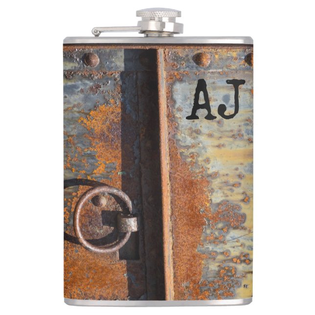 Rusty Door Custom Monogram Flask (Front)
