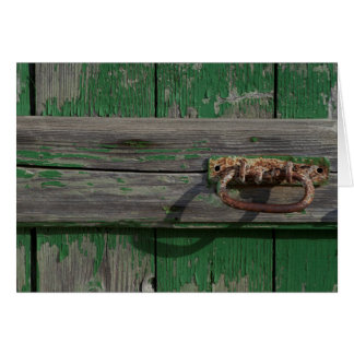 Rusty Door Handle On Green Door