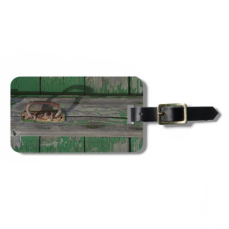Rusty Door Handle On Green Door Luggage Tag