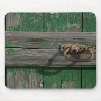 Rusty Door Handle On Green Door Mouse Pad