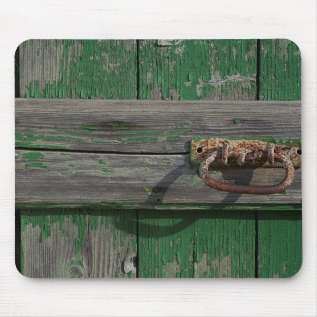 Rusty Door Handle On Green Door Mouse Pad (Front)