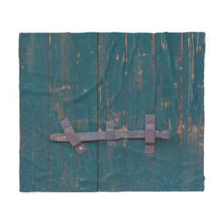 Rusty Door Latch On Green Door Fleece Blanket