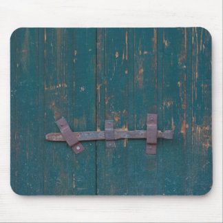 Rusty Door Latch On Green Door Mouse Pad