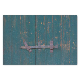 Rusty Door Latch On Green Door Tissue Paper