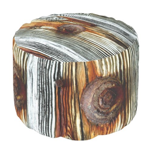 rusty driftwood wood log pouf