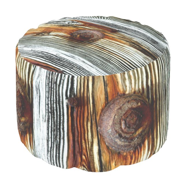 rusty driftwood wood log pouf (Angled Back)