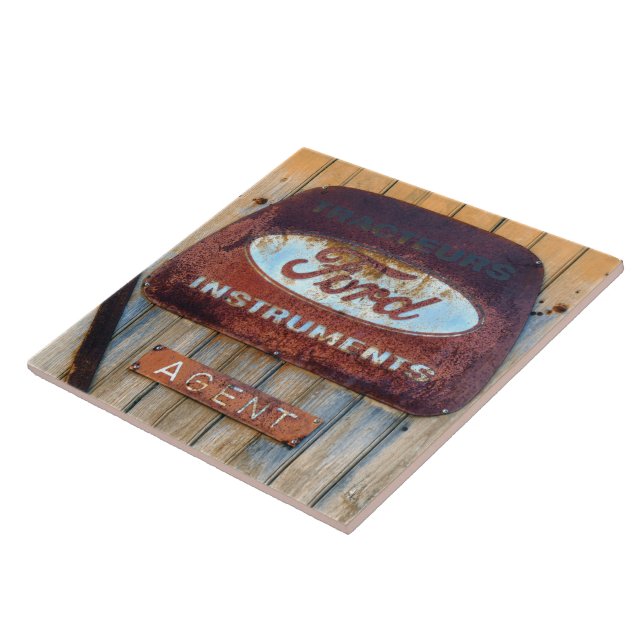 Rusty Enamel French Sign. Ceramic Tile (Side)