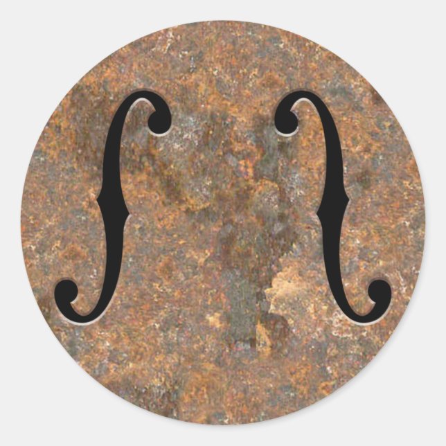 Rusty F-Holes Classic Round Sticker (Front)