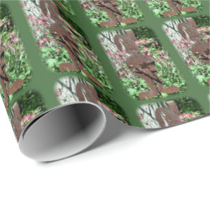 Rusty Flower Garden Rabbit Floral Nature Wrapping Paper