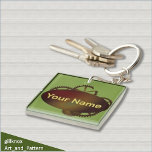 Rusty Gear Label Monogrammed Keychain<br><div class="desc">Simulated rusty gear,  with gradients in green to brown. Mongram custom,  can be replaced with image or your own text.</div>