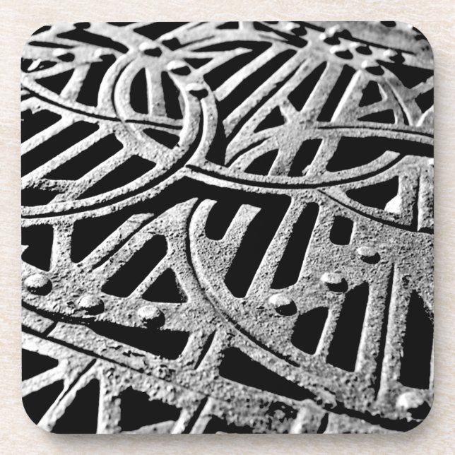 Rusty Grate in Gray Drink Coaster (Front)