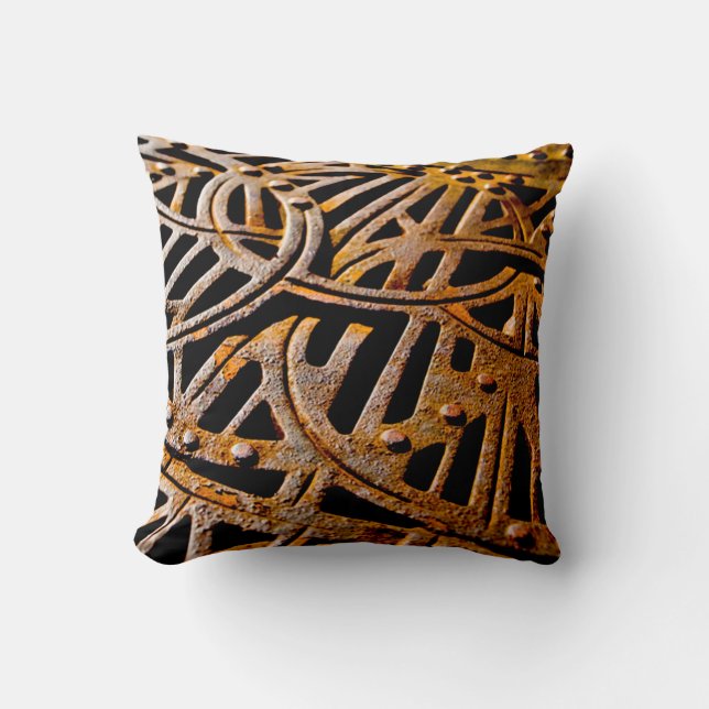 Rusty Grate Throw Pillow (Front)
