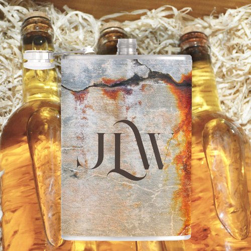 Rusty Gray and Orange Urban Grunge Stylish Flask