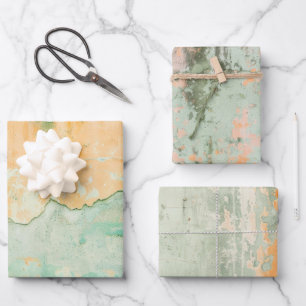 Rusty Green Paint Watercolor Wrapping Paper Sheets