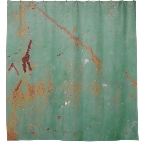 Rusty green weathered textured metal urban panel t shower curtain