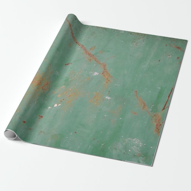 Rusty green weathered textured metal urban panel t wrapping paper (Unrolled)