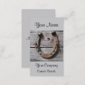 Rusty Horseshoe on Wooden Wall Rural Business Card (Front/Back)
