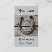 Rusty Horseshoe on Wooden Wall Rural Business Card (Front)