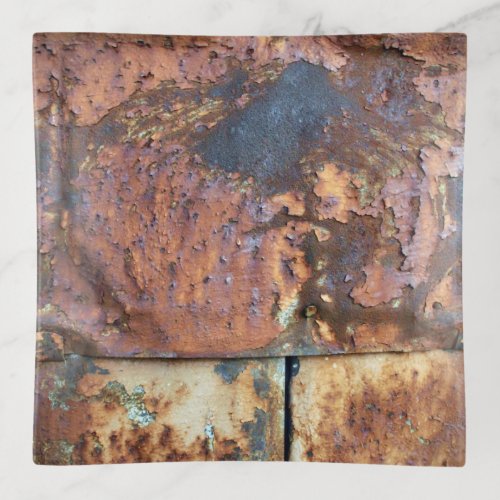 Rusty Industrial Siding Weathered Metal Look Artsy Trinket Tray