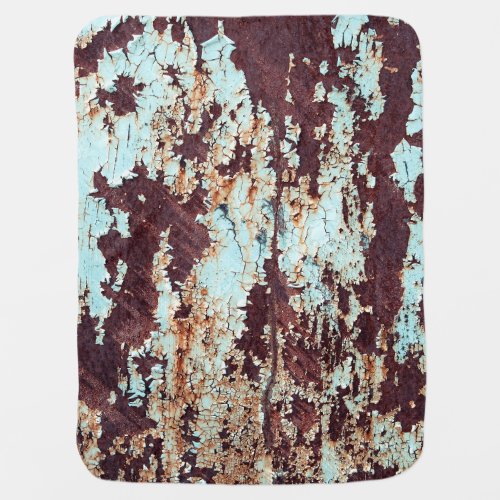 Rusty Iron Blue Peeling Texture Baby Blanket