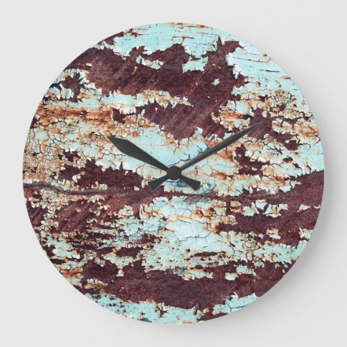 Rusty Iron Blue Peeling Texture Large Clock